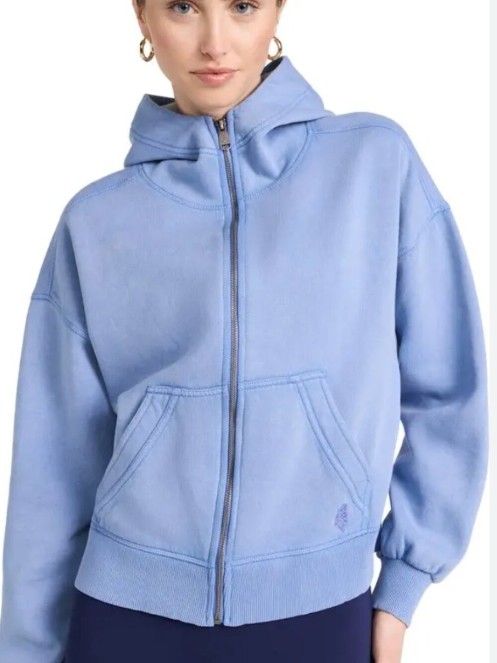 Free People FP Movement Zip Up Hoodie Cropped Oversize Size XS/SM Dusk Blue - Picture 11 of 11